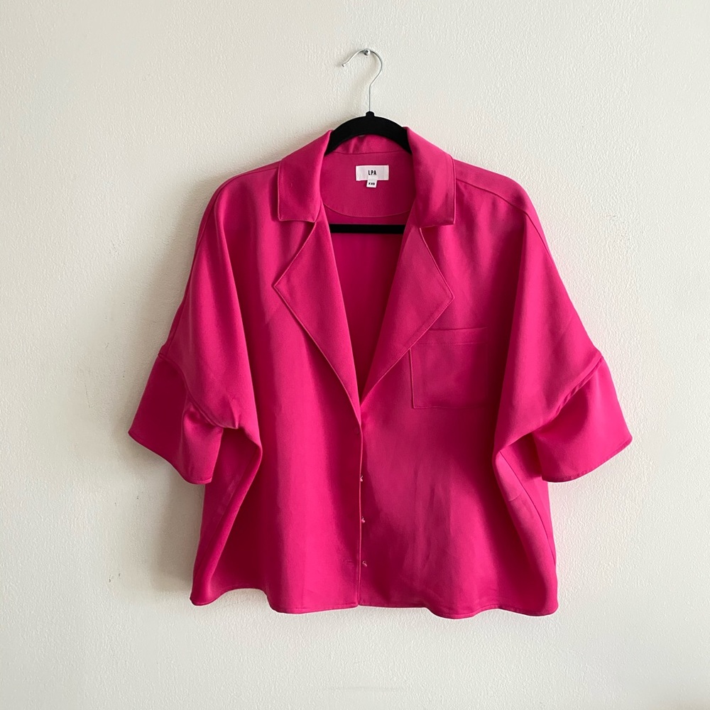 LPA pink wide cropped blouse